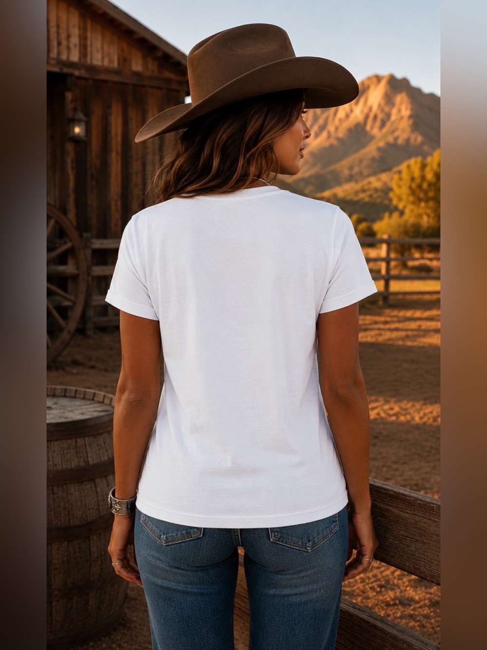 Western Ladies 100% Cotton White Not My First Rodeo Steer Cowgirl Tee Shirt - Picture 3 of 6